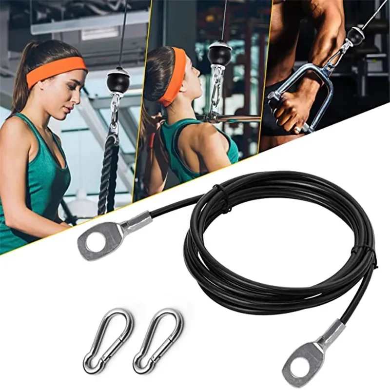 Lat Pulldown Cable - 2M-5M フィットネス機器アクセサリースチールロープ調整可能な PU プルロック統合トレーナー高耐摩耗性スチールロープ