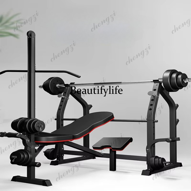 Home Gym Equipment Set - ホーム/ジム用 多機能スクワットラック＆ベンチプレス 折りたたみ式ウェイトベンチ エクササイズ器具 フィットネスセット ダンベル＆バーベル