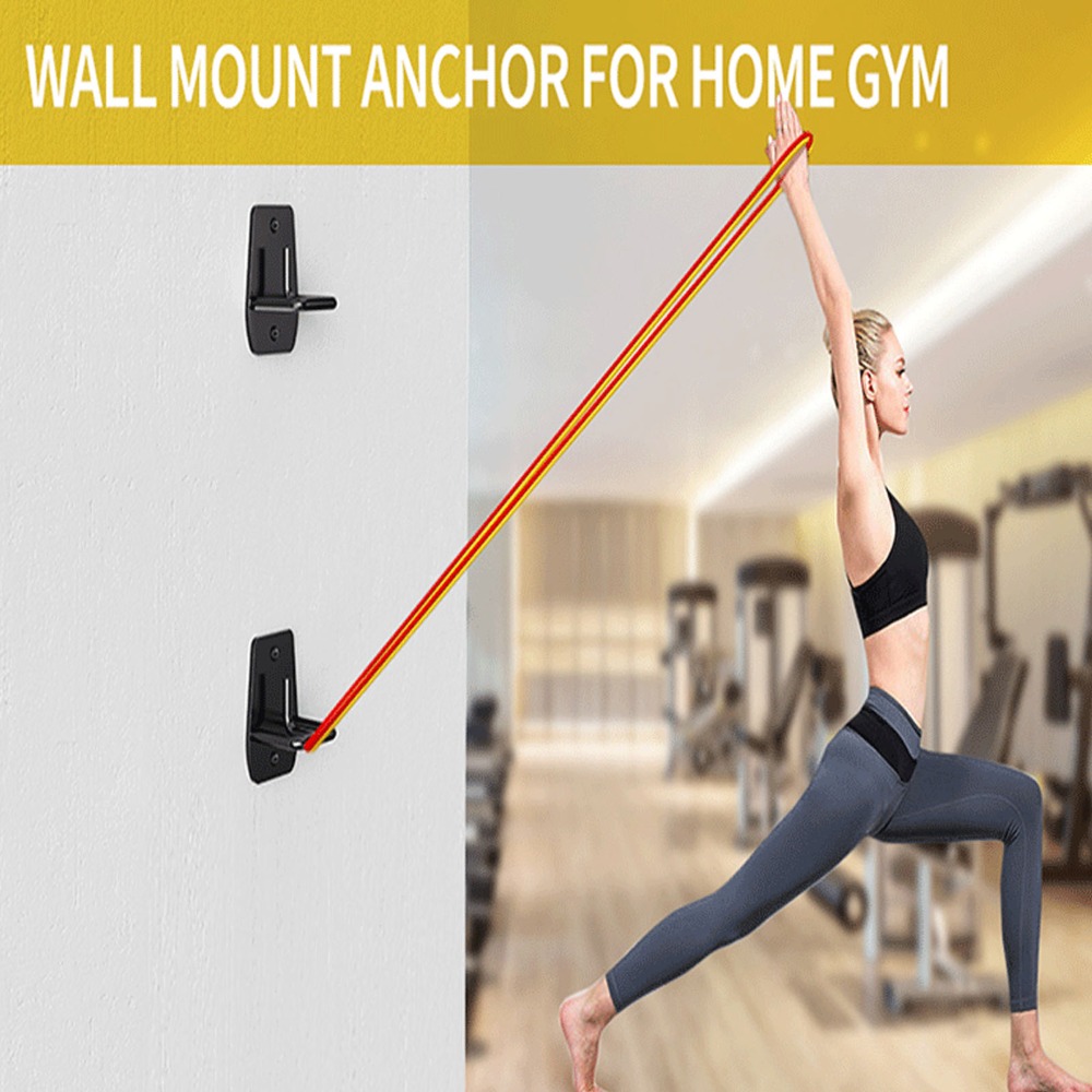Home Gym Yoga - 3個入り ブラック エクササイズバンド用ウォールアンカー 炭素鋼製 50x76x47mm ホームジム用ウォールアンカー