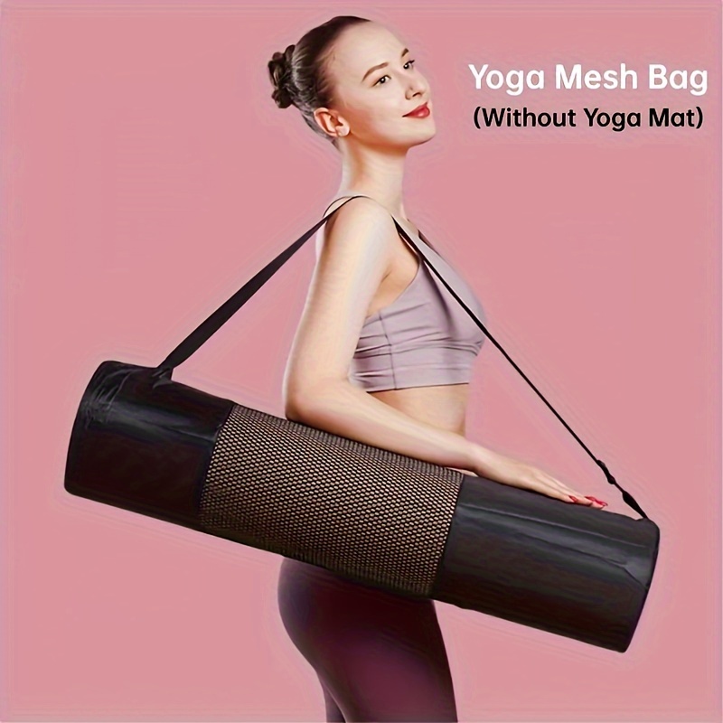 Home Gym Yoga - 通気性のあるヨガマット収納メッシュバッグ - 耐久性のあるオックスフォード生地、黒色、ショルダーストラップ付き、日常使用やフィットネス愛好家に最適