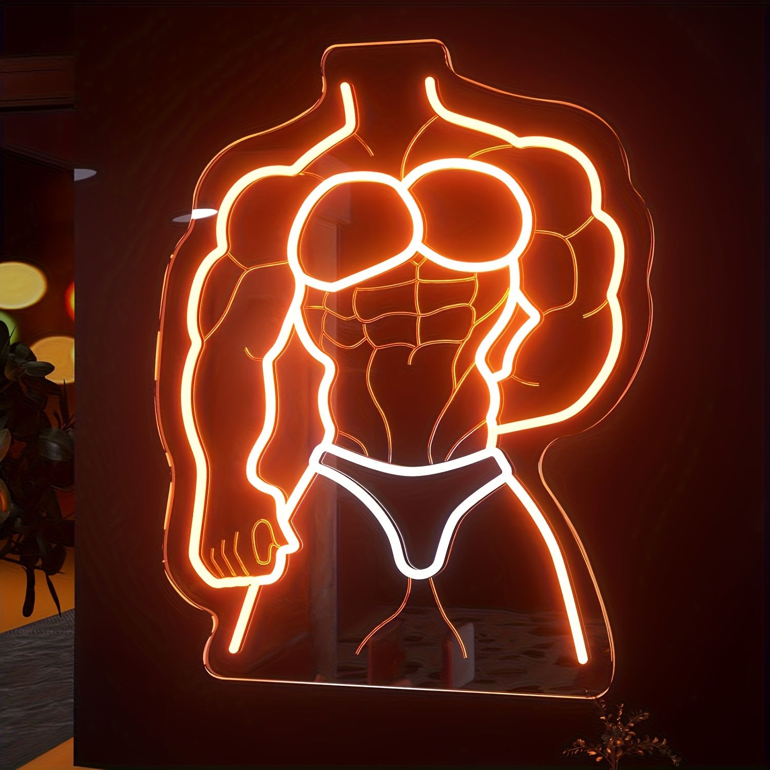 Home Gym Neon Sign - 筋肉マン ネオンサイン オレンジ ホワイト グロー ホームジム