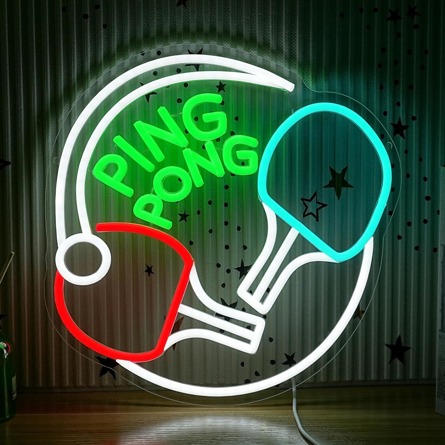 Home Gym Neon Sign - ピンポンネオンサインUSB調光LEDライト、ゲームルーム、ジム、男の隠れ家、ホームシアター、美的壁飾り、ギフト、壁掛け照明