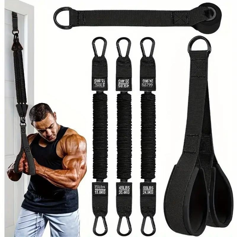Home Gym Equipment Set - レジスタンスバンドセット 三頭筋ロープ ホームジム フィットネス プルロープ 筋力トレーニング器具