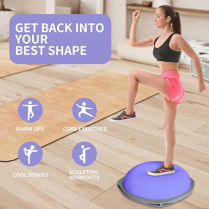 70cm ボスボール、滑り止め付き木製ベース付きインフレータ - Home Gym Yoga のレビューと価格