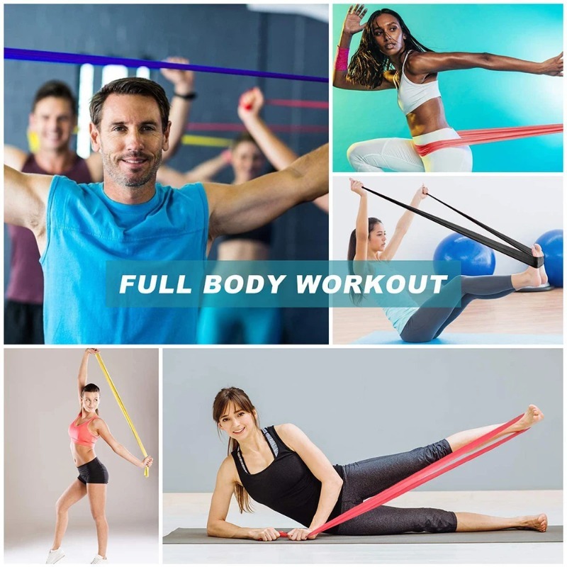 天然ラテックス製レジスタンスバンド、ヨガ、ピラティス、ホーム - Home Gym Routine のレビューと価格