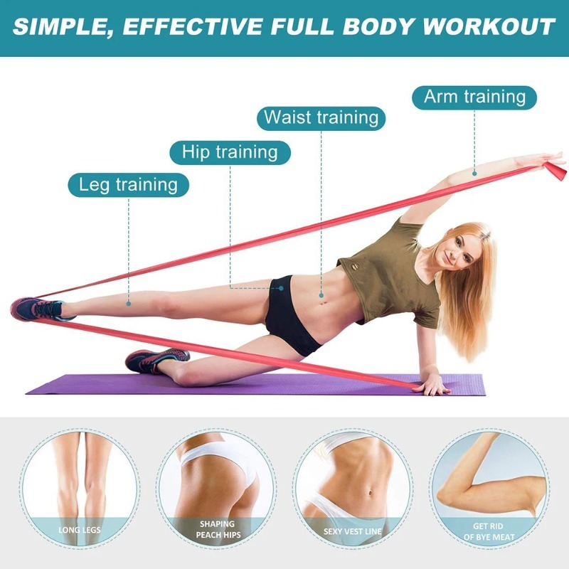 天然ラテックス製レジスタンスバンド、ヨガ、ピラティス、ホーム - Home Gym Routine のレビューと価格