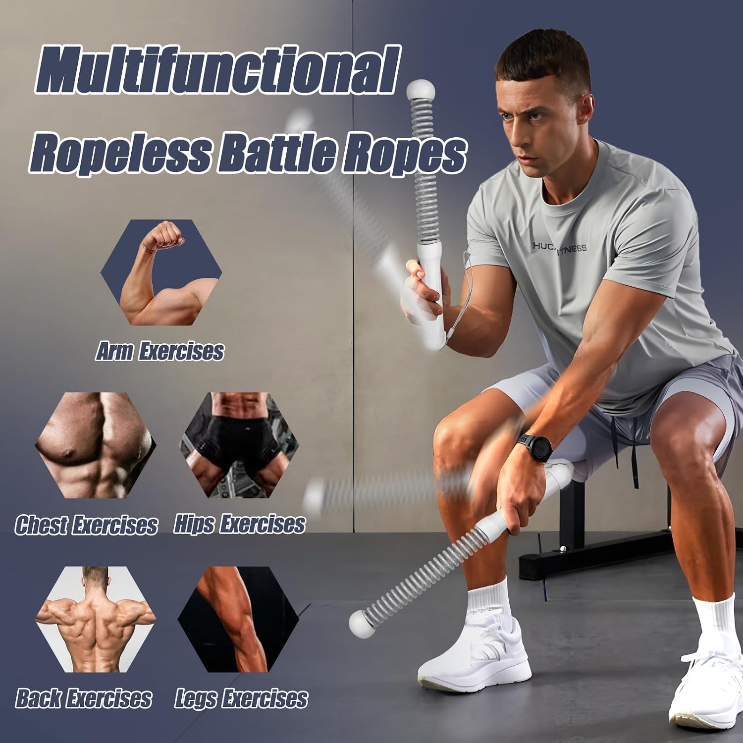 第2世代ロープレスバトルロープ（ホームジム用）、頑丈なポータ - Home Gym Portable のレビューと価格