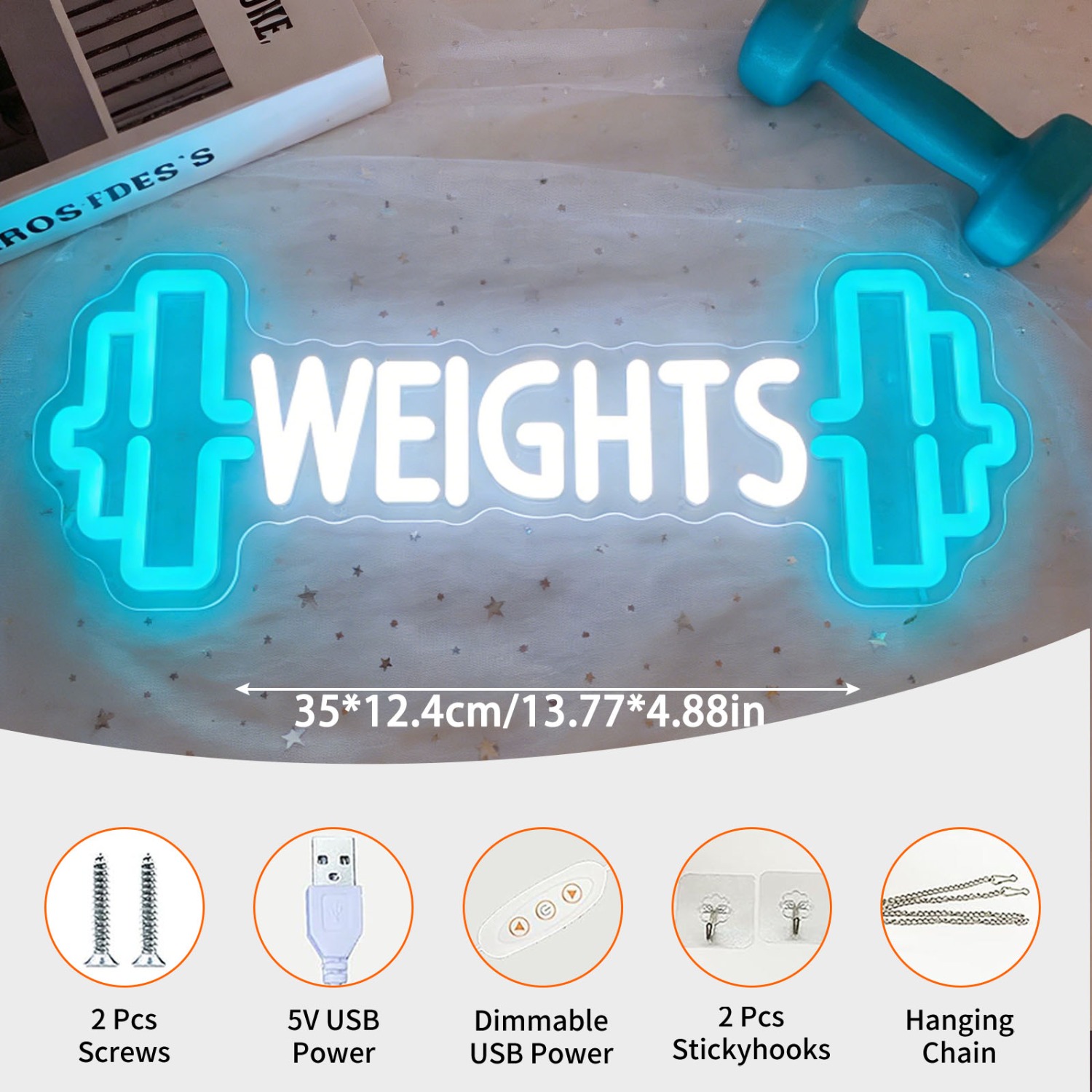 ウェイトダンベルネオンサインLEDジムフィットネスボディビル - Home Gym Neon Sign のレビューと価格