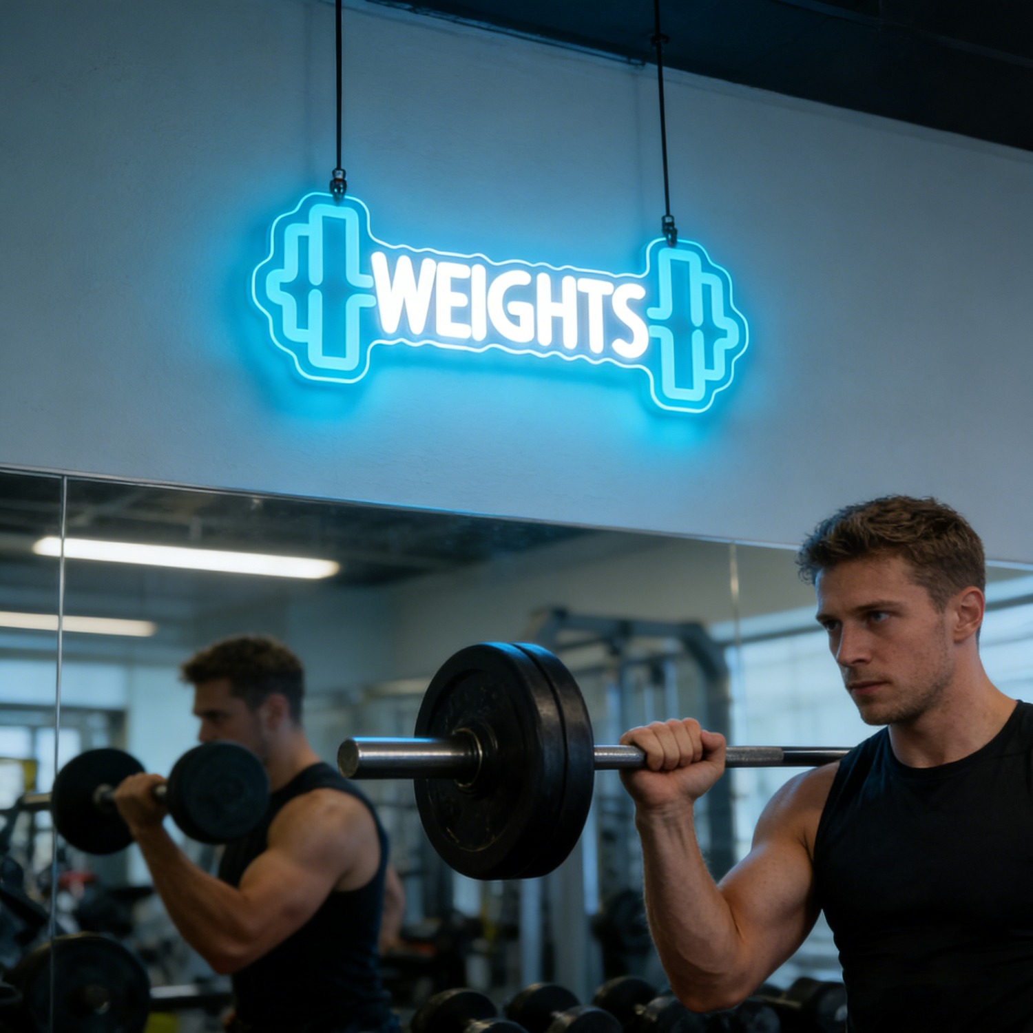 ウェイトダンベルネオンサインLEDジムフィットネスボディビル - Home Gym Neon Sign のレビューと価格