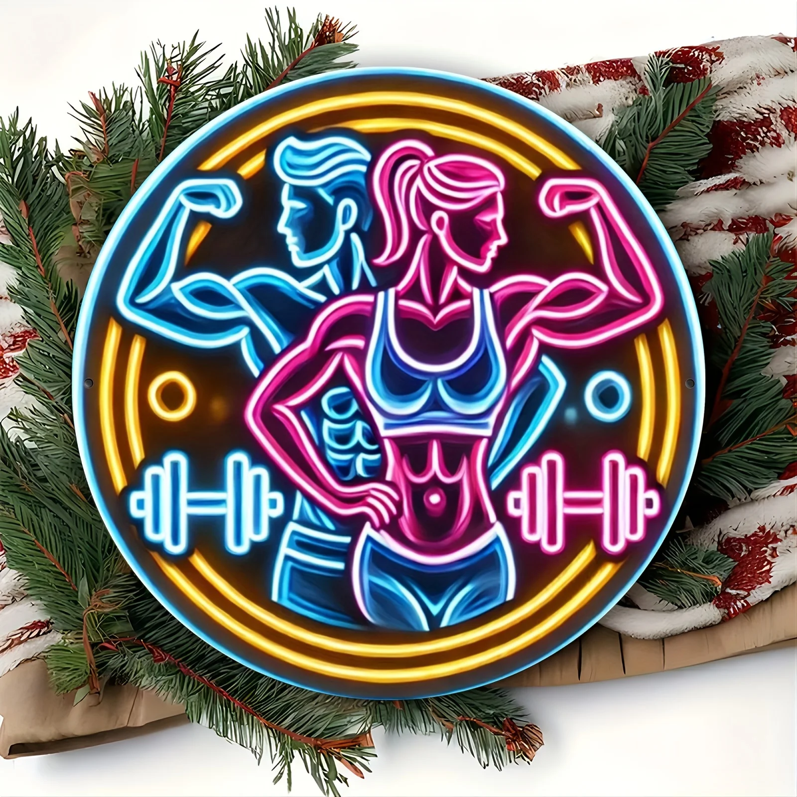 2D メタルサインフィットネスジムネオンサイン男性女性ボディ - Home Gym Neon Sign のレビューと価格