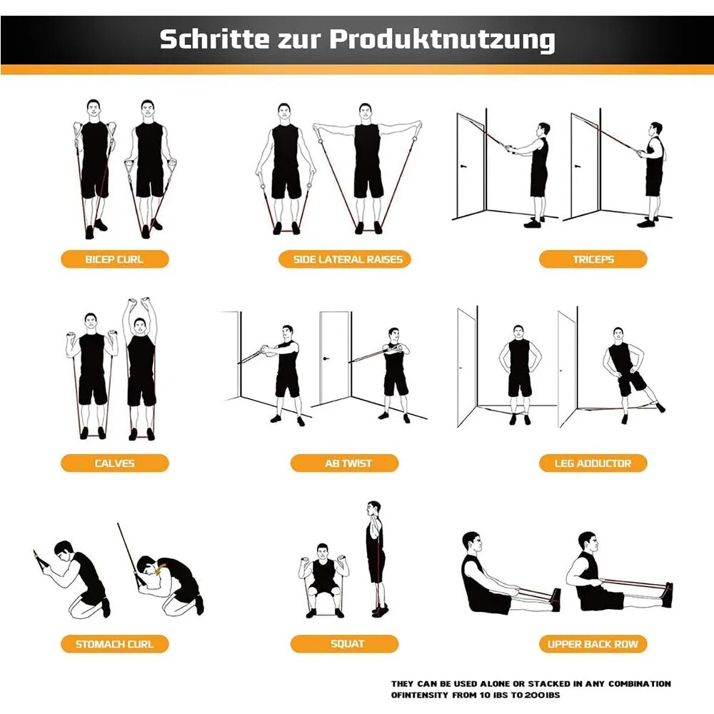 レジスタンスバンドセット。男性・女性向けのトレーニング用。筋 - Home Gym Equipment Set のレビューと価格