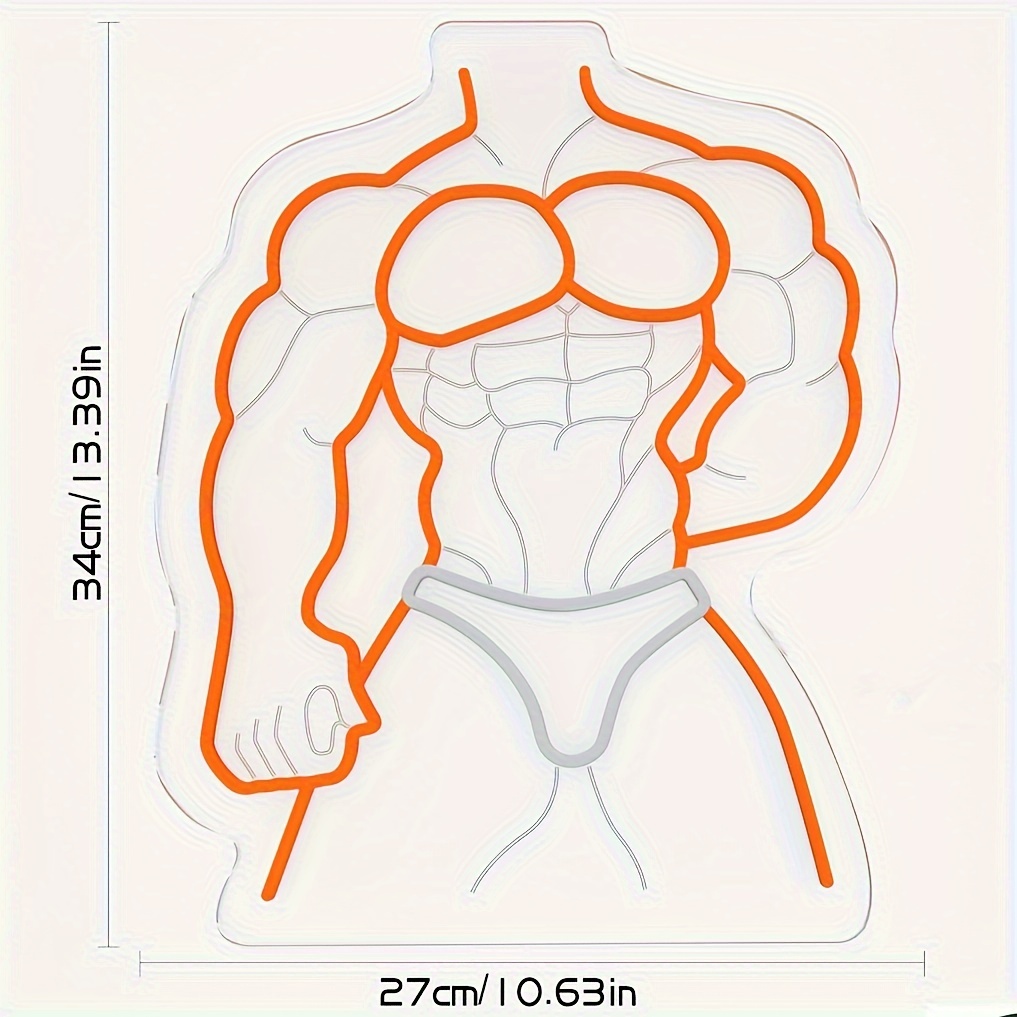 筋肉マン ネオンサイン オレンジ ホワイト グロー ホームジ - Home Gym Neon Sign のレビューと価格