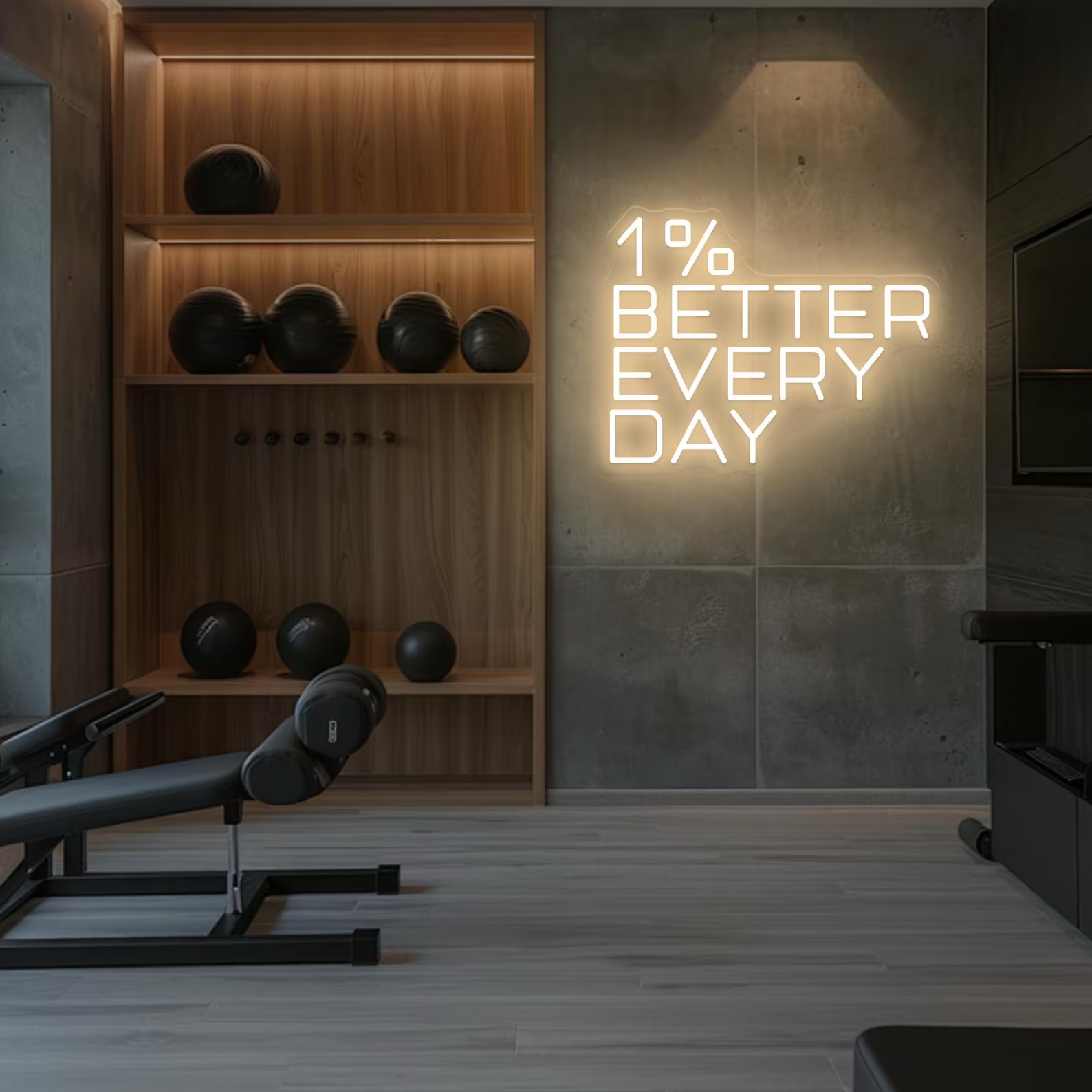 「毎日1%ずつ上達」ネオンサイン、ジム用LEDネオンライト、 - Home Gym Neon Sign のレビューと価格