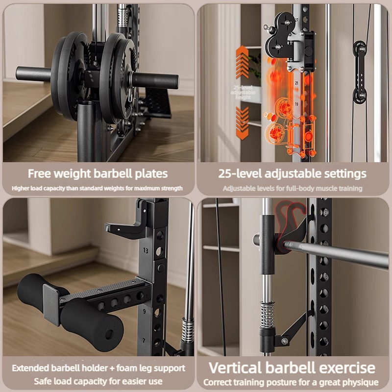 プロ仕様のオールインワン・スミスマシン。多機能トレーニングマ - All In One Gym Home Equipment のレビューと価格
