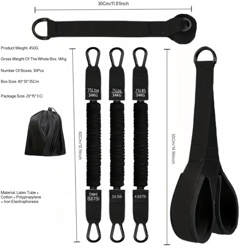 レジスタンスバンドセット 三頭筋ロープ ホームジム フィット - Home Gym Equipment Set のレビューと価格